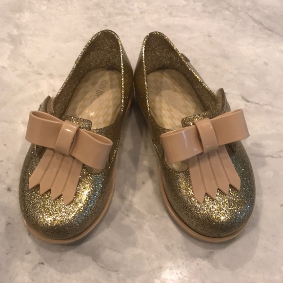 Mini Melissa size 7 gold glitter Mary Janes - Picture 5 of 5